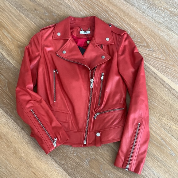Desa Genuine Leather RED Moto jacket size Small